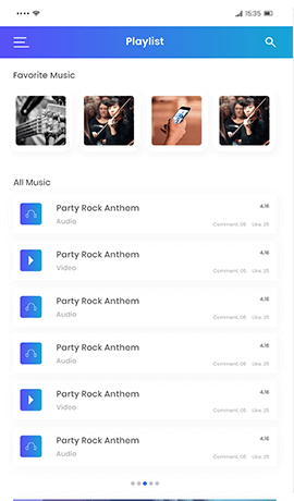 A screenshot of the playlists for party rock anthems.